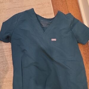 Figs Teal V-Neck Scrub Top